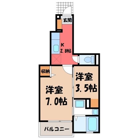 氏家駅 徒歩22分 1階の物件間取画像